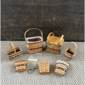 Bradford Wee Basket BWB Mini Set  Signed 2000 Mixed Lot Woven USA